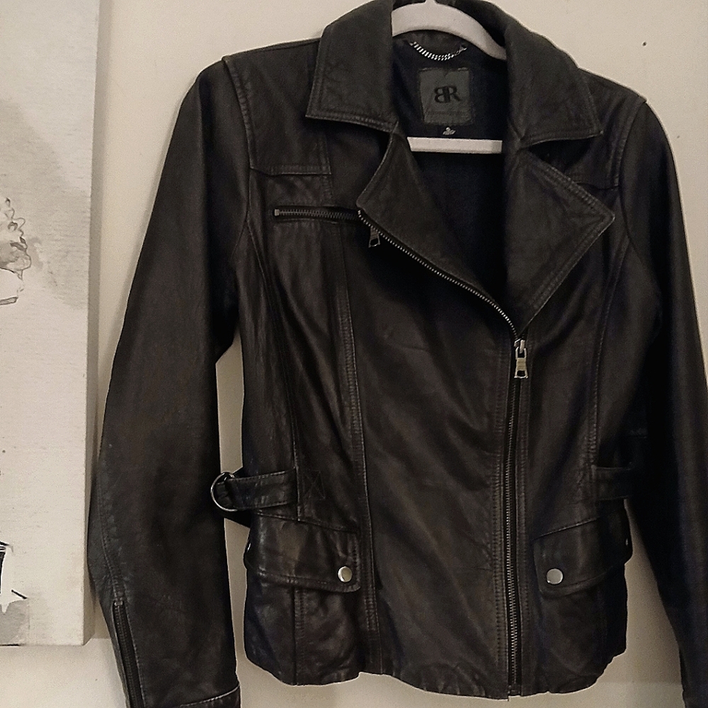 Banana  Republic Leather A Symetrical Zip  Moto Jacket
